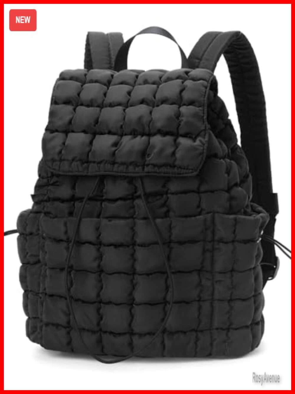 Quilted Puffer Backpack Lightweight Drawstring Anti-Theft Travel Daypack